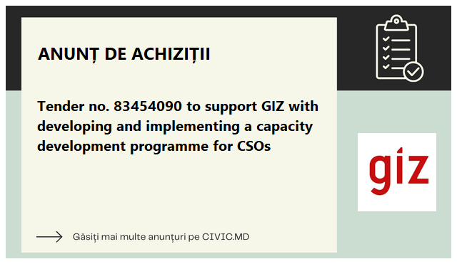 Tender no. 83454090 to support GIZ with developing and implementing a capacity development programme for CSOs
