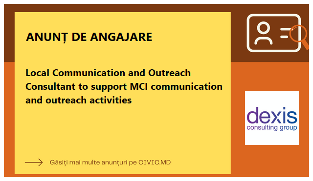 Local Communication and Outreach Consultant to support MCI communication and outreach activities
