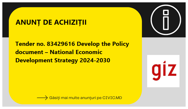 Tender no. 83429616 Develop the Policy document – National Economic Development Strategy 2024-2030