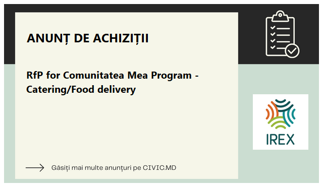 RfP for Comunitatea Mea Program - Catering/Food delivery