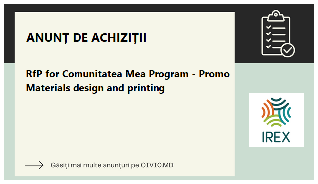 RfP for Comunitatea Mea Program - Promo Materials design and printing