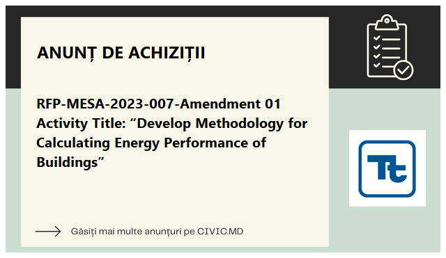 RFP-MESA-2023-007-Amendment 01 Activity Title: “Develop Methodology for Calculating Energy Performance of Buildings”