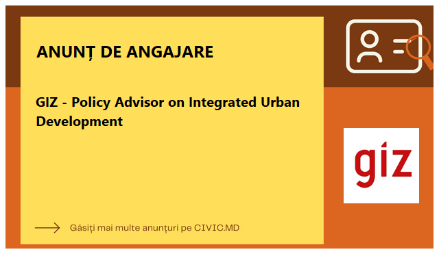GIZ - Policy Advisor on Integrated Urban Development