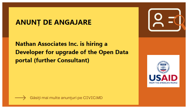 Nathan Associates Inc. is hiring a Developer for upgrade of the Open Data portal (further Consultant)