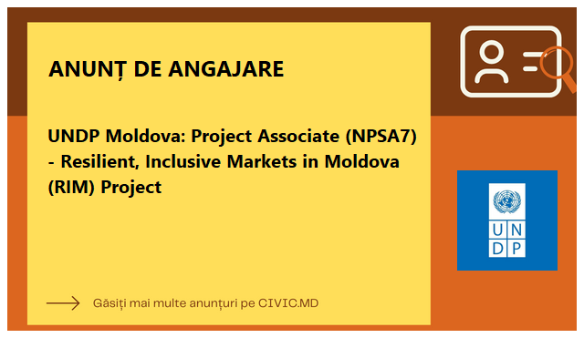 UNDP Moldova: Project Associate (NPSA7) - Resilient, Inclusive Markets in Moldova (RIM) Project