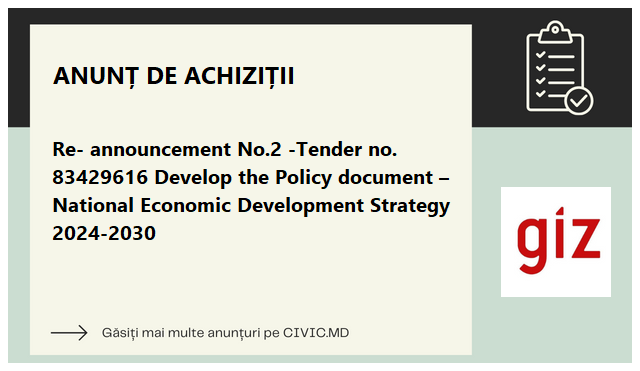 Re- announcement No.2 -Tender no. 83429616 Develop the Policy document – National Economic Development Strategy 2024-2030