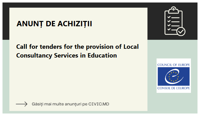 Call for tenders for the provision of Local Consultancy Services in Education