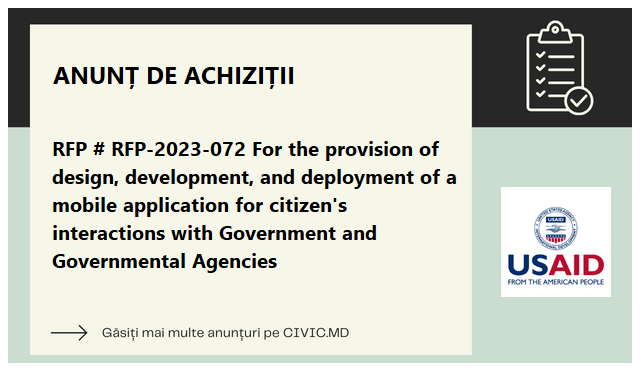 RFP # RFP-2023-072 For the provision of design, development, and deployment of a mobile application for citizen's interactions with Government and Governmental Agencies
