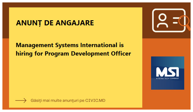Management Systems International is hiring for Program Development Officer 