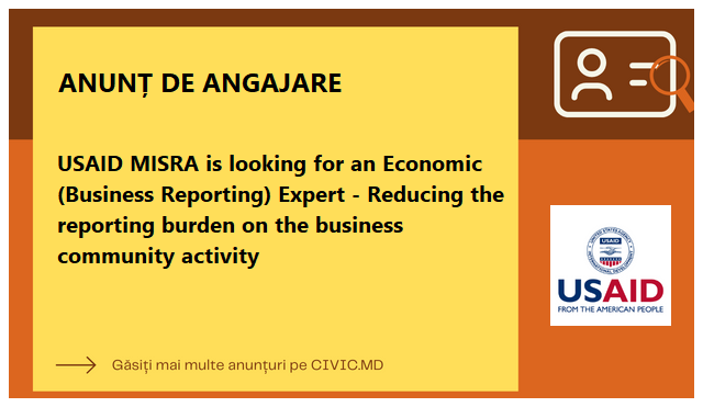 USAID MISRA is looking for an Economic (Business Reporting) Expert - Reducing the reporting burden on the business community activity