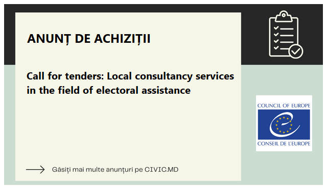 Call for tenders: Local consultancy services in the field of electoral assistance