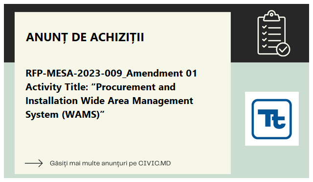 RFP-MESA-2023-009_Amendment 01 Activity Title: “Procurement and Installation Wide Area Management System (WAMS)”