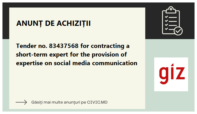 Tender no. 83437568 for contracting a short-term expert for the provision of expertise on social media communication