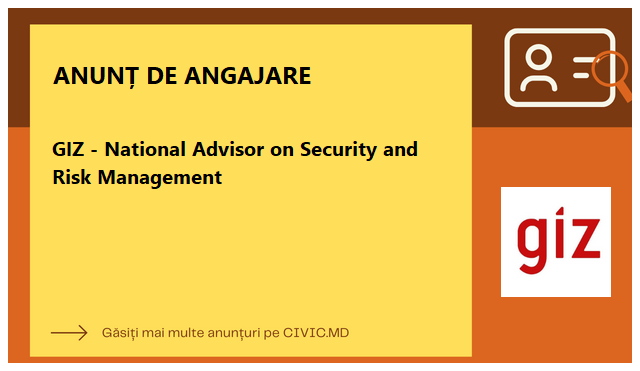 GIZ - National Advisor on Security and Risk Management  