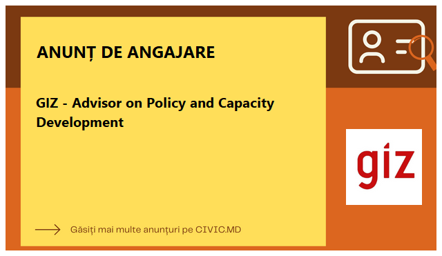 GIZ - Advisor on Policy and Capacity Development 