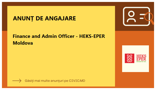 Finance and Admin Officer - HEKS-EPER Moldova