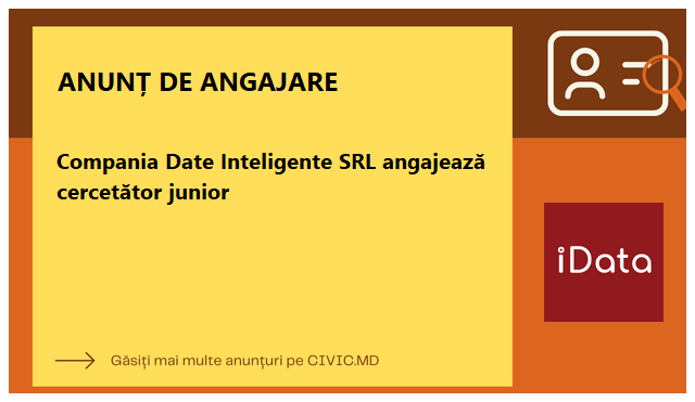 Compania Date Inteligente SRL angajează  cercetător junior