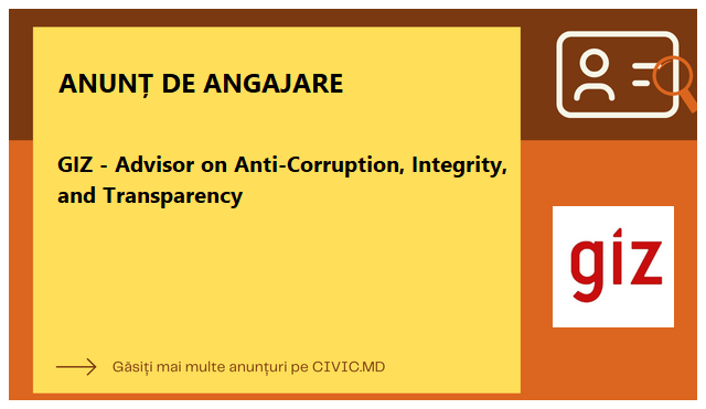 GIZ - Advisor on Anti-Corruption, Integrity, and Transparency