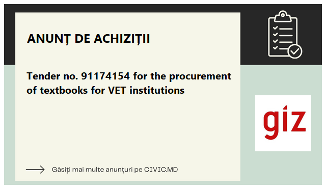 Tender no. 91174154 for the procurement of textbooks for VET institutions 