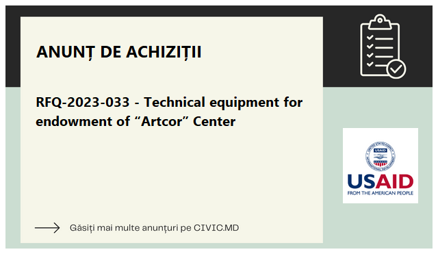 RFQ-2023-033 - Technical equipment for endowment of “Artcor” Center