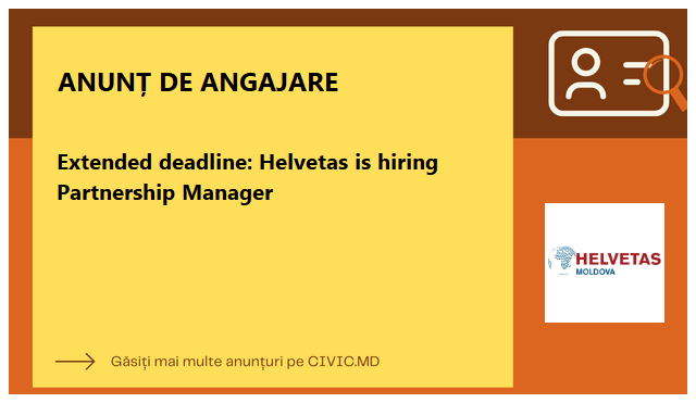 Extended deadline: Helvetas is hiring Partnership Manager