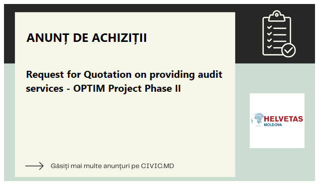 Request for Quotation on providing audit services - OPTIM Project Phase II