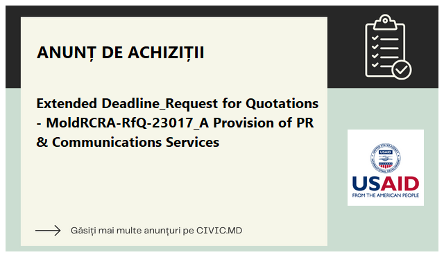 Extended Deadline_Request for Quotations - MoldRCRA-RfQ-23017_A Provision of PR & Communications Services