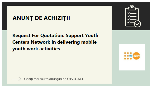 Request For Quotation: Support Youth Centers Network in delivering mobile youth work activities