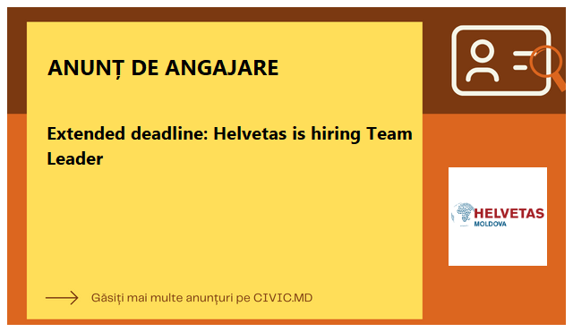 Extended deadline: Helvetas is hiring Team Leader