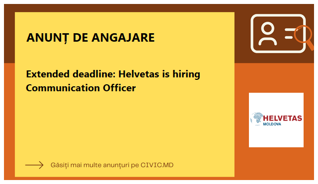 Extended deadline: Helvetas is hiring Communication Officer