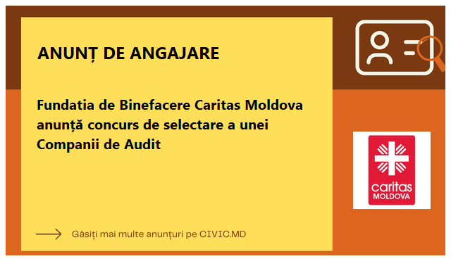 Fundatia de Binefacere Caritas Moldova anunță concurs de selectare a unei Companii de Audit