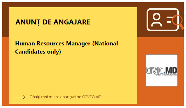 Human Resources Manager (National Candidates only)