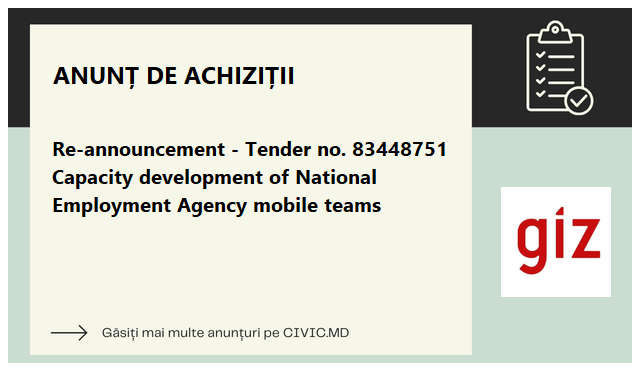 Re-announcement - Tender no. 83448751 Capacity development of National Employment Agency mobile teams