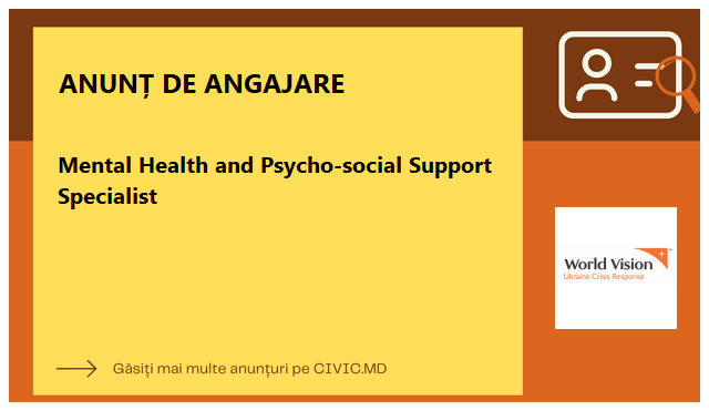 Mental Health and Psycho-social Support Specialist