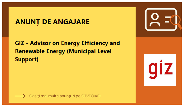 GIZ - Advisor on Energy Efficiency and Renewable Energy (Municipal Level Support) 