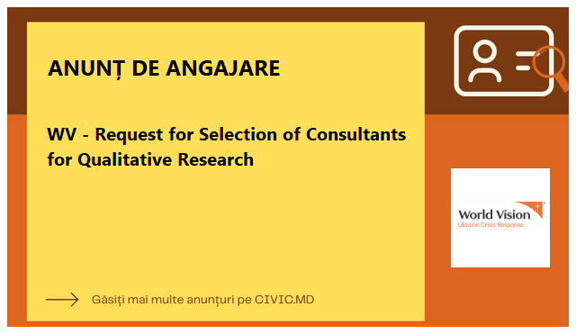 WV - Request for Selection of Consultants for  Qualitative Research