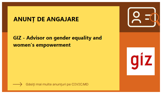 GIZ - Advisor on gender equality and women’s empowerment
