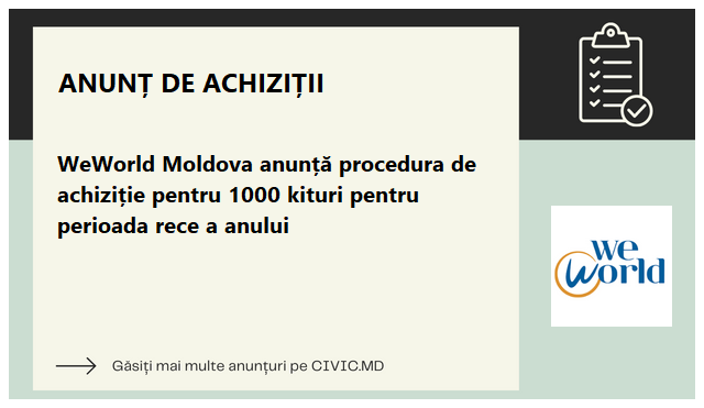 WeWorld Moldova anunță procedura de achiziție pentru 1000 kituri pentru perioada rece a anului