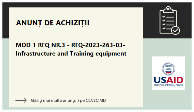 MOD 1 RFQ NR.3 - RFQ-2023-263-03- Infrastructure and Training equipment 