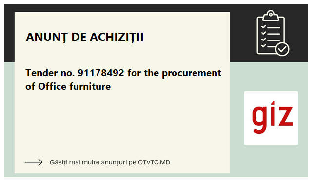 Tender no. 91178492 for the procurement of Office furniture 