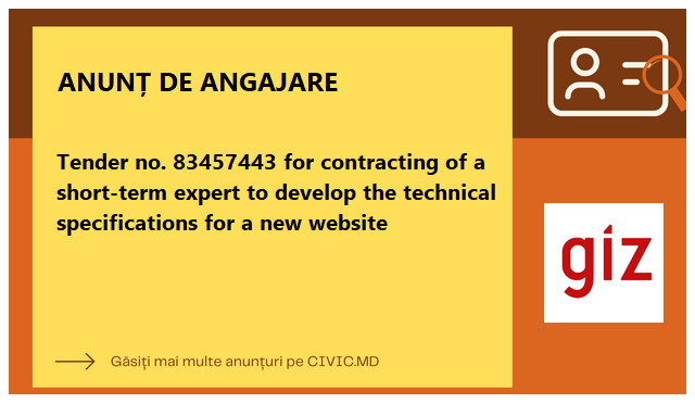 Tender no. 83457443 for contracting of a short-term expert to develop the technical specifications for a new website 