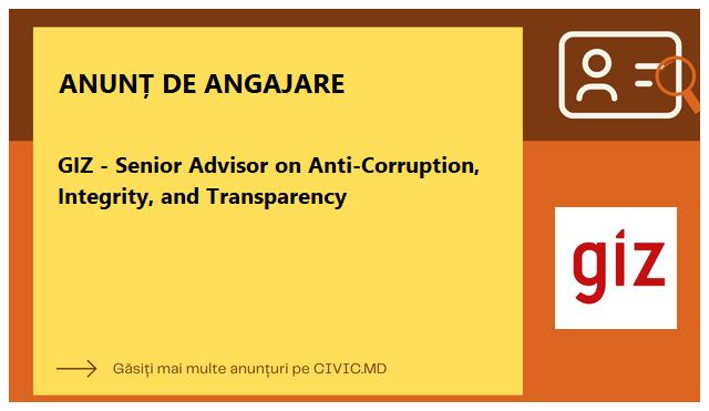 GIZ - Senior Advisor on Anti-Corruption, Integrity, and Transparency