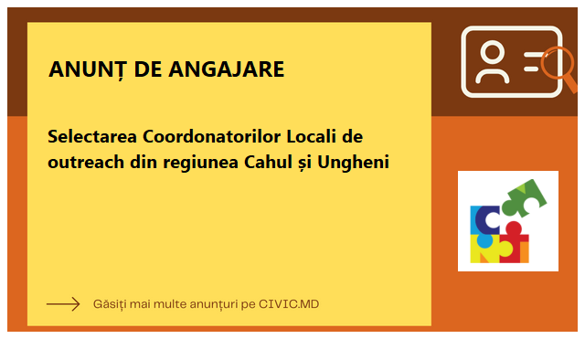 Selectarea Coordonatorilor Locali de outreach din regiunea Cahul și Ungheni