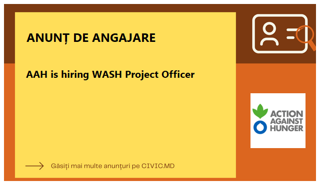 AAH is hiring WASH Project Officer