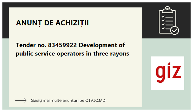 Tender no. 83459922 Development of public service operators in three rayons