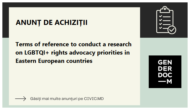 Terms of reference to conduct a research on LGBTQI+ rights advocacy priorities in Eastern European countries