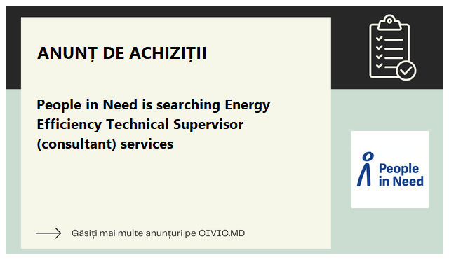 People in Need is searching Energy Efficiency Technical Supervisor (consultant) services 