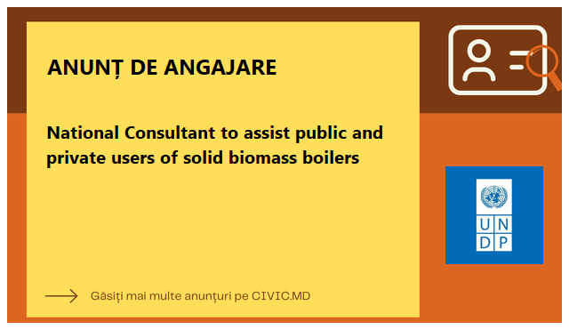 National Consultant to assist public and private users of solid biomass boilers