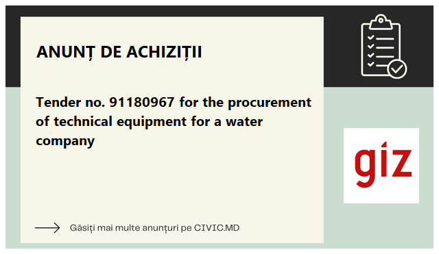 Tender no. 91180967 for the procurement of technical equipment for a water company