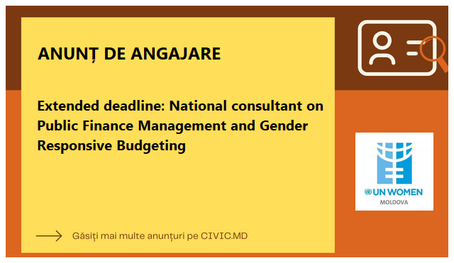 Extended deadline: National consultant on Public Finance Management and Gender Responsive Budgeting